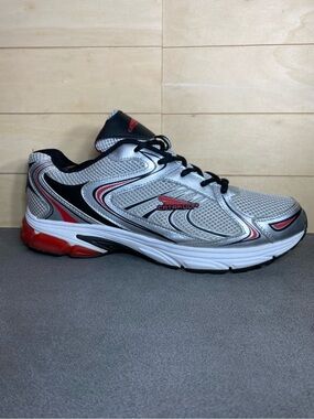 Catapult Blake Sneakers Silver Red Black Men's Size 10 Shoes Leather Mesh